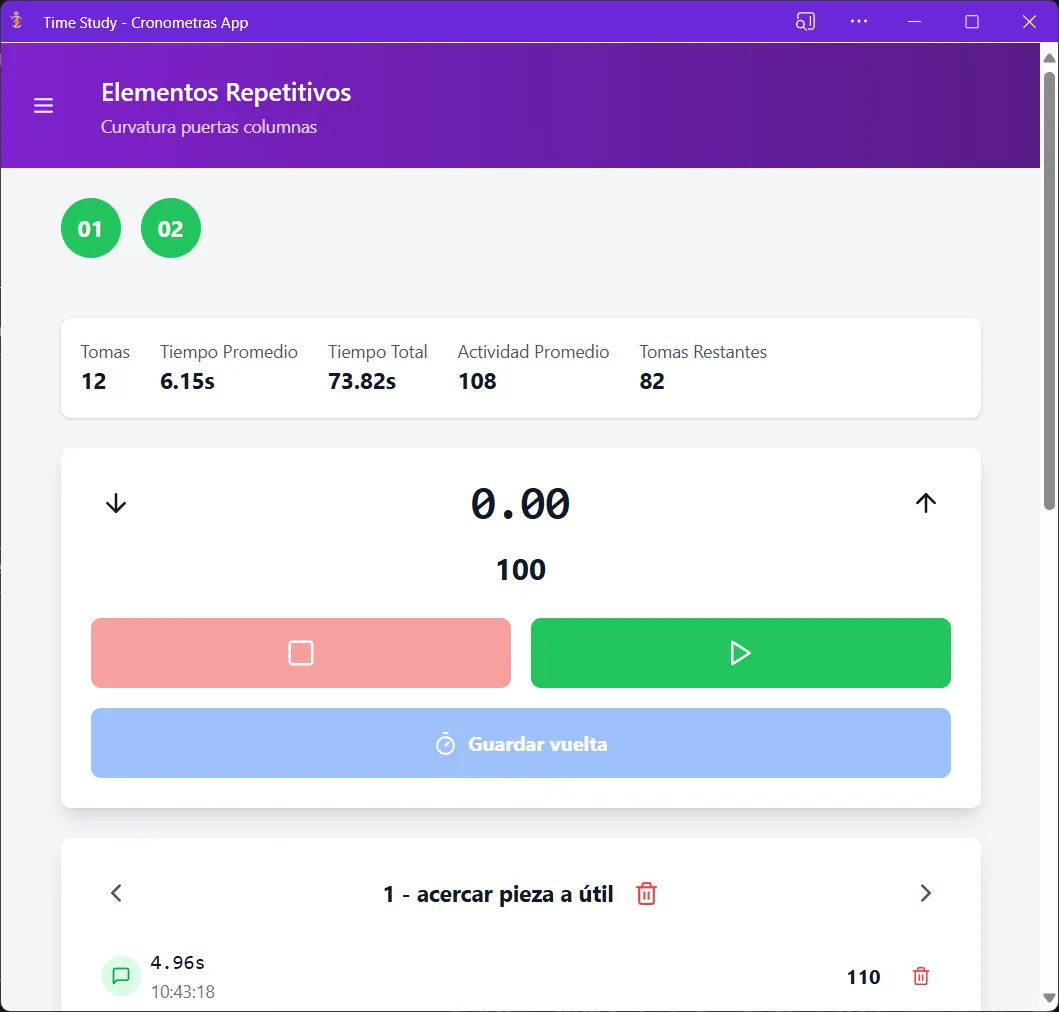 Análisis estadístico en tiempo real en software de cronometraje industrial CRONOMETRAS